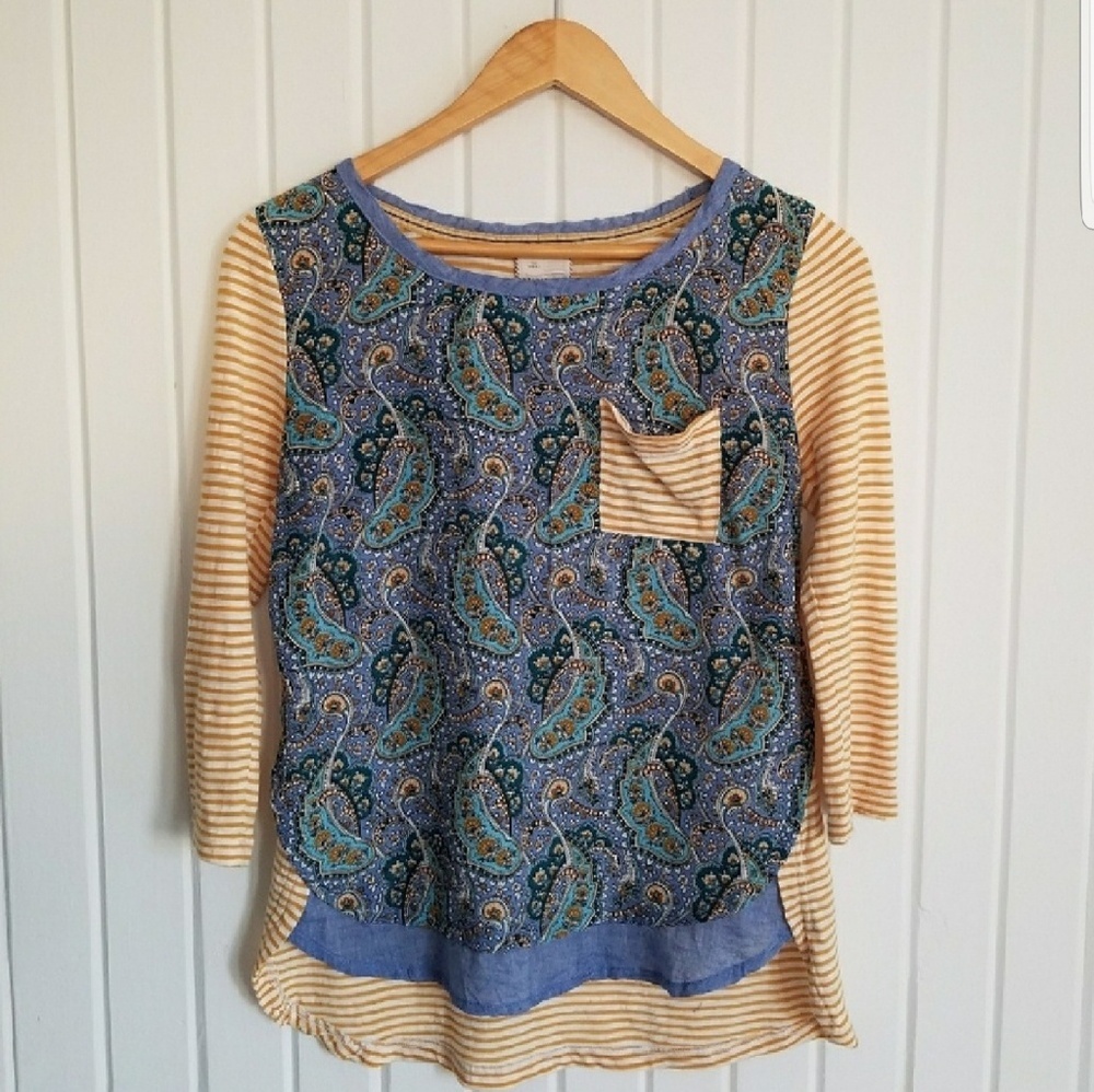 Anthropologie XSmall Postmark Farrago Paisley Spring Casual Pullover Top